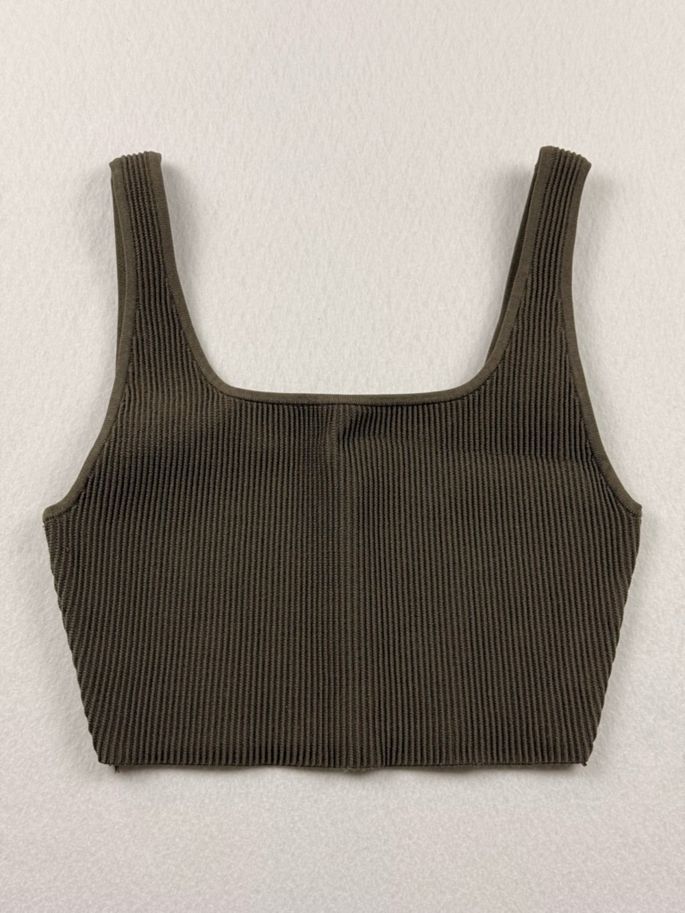 Aritzia Babaton Sculpt Knit Square Neck Cropped Tank | Size M | Dark Brown